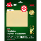 Avery – Étiquettes de classement TrueBlock pour imprimantes laser/jet d'encre, 3 7/16 po x 2/3 po, barre rouge, paq./600, 5066-Étiquettes de chemises de classement