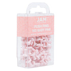 JAM Paper - Punaises colourées - rose pastel - paquet de 100-Taille : Standard (environ 2,5 cm) | Pointe en acier : idéale pour épingler des notes sur des tableaux en liège et des cabines