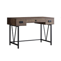 Monarch - Bureau - 48"L / Faux Bois Brun / Metal Noir-Bureau fini bois rustique couleur brun foncé avec base en métal noir au design attrayant