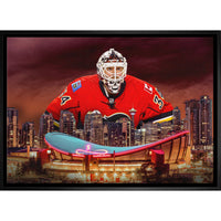 Miikka Kiprusoff 20x29 Flames Skyline - Toile encadree - 31" x 22"-Impression sur toile de qualité supérieure avec bordures enveloppées
