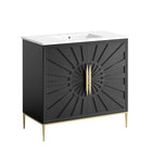 Modway - Awaken 36" Vanette de salle de bain - Blanc Noir-Armoire de toilette moderne pour salle de bain