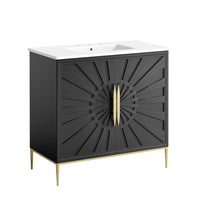 Modway - Awaken 36" Vanette de salle de bain - Blanc Noir-Armoire de toilette moderne pour salle de bain