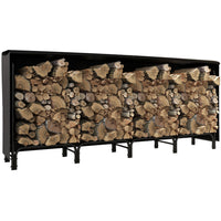 Outsunny - Porte-bûches 8 pi avec housse- support de rangement pour bois- noir-Capacité de 2/3 face cord permet de garder une grande quantité de bois de chauffage organisée 
