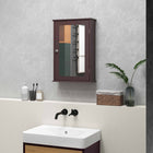 Kleankin - Armoire de salle de bain murale avec miroir et étagères - brun foncé-Fabriqué en panneau MDF pour plus de stabilité 