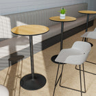 HOMCOM - Table de bar ronde pour 2, montage facile pour bar à domicile, cocktail, bistrot - bois naturel-Base en acier avec anneau en caoutchouc antidérapant pour une meilleure stabilité 