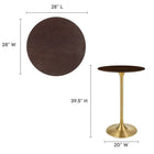 Modway - Lippa Noyer cerisier rond de 28 po Bois Bar Table, Noyer cerise doré-Placage de noyer cerisier et plateau de table en MDF