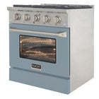 Kucht - 30 po Série KNG Cuisinière Pro Style au gaz naturel - Acier inoxydable/Bleu pâle-Les brûleurs étanches facilitent le nettoyage de la cuisinière