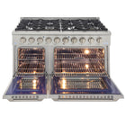 Kucht - 48 po Série KDF Cuisinière Pro Style à double combustible - Acier inoxydable-Finition complète en acier inoxydable avec poignée professionnelle et boutons de commande en métal argenté classique pour un look haut de gamme et durable