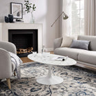 Modway - Lippa Ovale de 48 po Faux marbre Table basse - Blanc-Socle métallique résistant aux éclats