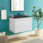 Modway - Render Fixation murale de 30" Vanette de salle de bain - Blanc Noir-Coiffeuse à grains de noyer