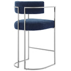 Modway - Huron Dos courbé Tissu et métal Tabouret de comptoir - Marine d’argent-Entièrement assemblé