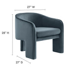 Modway - Greer Velours Performance Rembourré Fauteuil d’accent - Cadet Blue-Rembourrage résistant aux taches