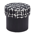 Zuo - Boto Pouf de rangement - Noir/Blanc-Pieds en caoutchouc aidant à protéger les surfaces de plancher
