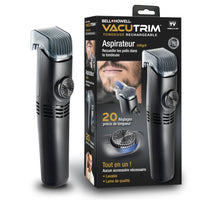 Bell+Howell - Vacutrim Tondeuse à barbe électrique sans fil rechargeable - Noir-Système d'aspiration intégré- tondeuse barbe avec aspiration qui récupère les poils pendant la coupe pour aider à garder le lavabo et le plan de travail plus propres
