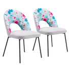Zuo - Torrey Chaise de salle à manger - Imprimé multicolore/Gris - Ensemble de 2-Assemblage requis