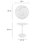 Modway - Lippa Rond de 28 po Faux marbre Table à manger, Blanc-Table en marbre artificiel