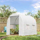 Outsunny - serre tunnel 8 pi x 6,6 pi x 6,6 pi avec porte et fenêtre de ventilation, blanc- La bâche en maille PE résistante aux UV résiste à la pluie et au vent  
