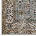 Modway - Hisa Treillis floral vintage vieilli Tapis de 5 pi l x 8 pi L - Argent, bleu, beige et brun-Résistant aux taches / Facile à nettoyer