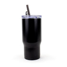 Gry Mattr - Tasse de voyage avec paille - 700 ml - Noir-Couvercle transparant