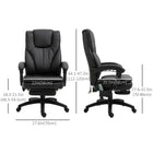 Vinsetto - Chaise de bureau à haut dossier avec repose-pieds et hauteur réglable - noir-Repose‑pieds extensible pour soulager la pression sur les jambes et les pieds