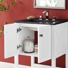 Modway - Steam 24" Vanette de salle de bain - Blanc Noir-Plateau en céramique intégré