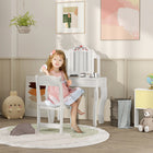 Qaba - Coiffeuse pour enfants avec miroir à trois volets, chaise - blanc-Miroir pour la sécurité et une fonctionnalité double usage  
