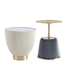 Manhattan Comfort - Lot de 2 tables d’appoint Anderson modernes, revêtement similicuir, crème et gris-Ensemble de deux tables d’appoint modernes pour salon
