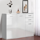HOMCOM - Buffet haute brillance 41,75 po L avec 2 tiroirs et 3 portes - blanc-Fabriqué en panneau de particules durable et écologique pour une durabilité et un entretien facile 