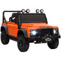 Qaba - Jeep pour enfants Land Rover sous licence 12V à chevaucher - orange-Voiture électrique pour enfants sous licence Land Rover Defender offrant un design de camion réaliste 