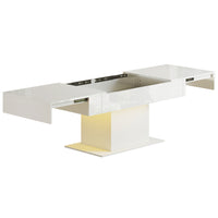 HOMCOM - Table basse extensible à LED - blanc brillant-Plateau extensible de 42,5 po à 70,3 po offrant un espace flexible pour toutes les occasions