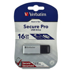 Verbatim - Clé Flash Store N Go Secure Pro USB 3.0 de 16 Go avec cryptage matériel AES 256, argenté (98664)-Interface USB : USB 3.0