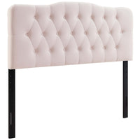 Modway - Annabel Touffe de diamant Performance Velvet Tête de lit Queen, Rose-Luxueuse tête de lit reine moderne