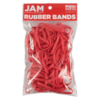 JAM Paper - Élastiques durables - taille 64 - rouges - multi-usages - Paquet de 100-Couleur : Rouge | Élastiques colourés