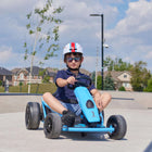 KIDS ON WHEELZ - Kart d'extérieur haute vitesse 24 V avec ceinture de sécurité - Bleu-Capacité de dérive : Comprend des pneus arrière en plastique spécialement conçus pour une dérive facile et contrôlée et des glissades puissantes, imitant l'expérience d'un véritable coureur.