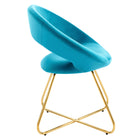 Modway - Nouvelle Performance Velvet Chaise à manger Ensemble de 2 - Bleu doré-Cadre solide en métal doré