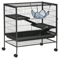 PawHut - Cage pour lapin, cochon d’Inde, furet 33 po H-Se déplace facilement grâce aux roulettes 
