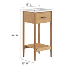 Modway - Zaire 18" Vanette de salle de bain - Blanc naturel-Tiroir fixe