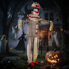 Outsunny - Clown citrouille animé grandeur nature 68 po - accessoire de fête-La tête de clown-citrouille activée par le son apparaît et descend lentement avec la musique 