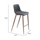 Zuo - Magnus Tabouret de bar - Noir/Noyer - Ensemble de 2-Garantie limitée de 3 ans