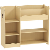 Qaba - Bibliothèque pour enfants et organisateur de rangement pour jouets avec présentoir ouvert - naturel-Comprend 3 étagères et 4 casiers, permettant de garder les livres et jouets organisés
