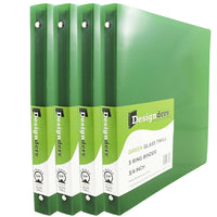 JAM PaperMD – Cartable à 3 anneaux Designders, 3/4 po, vert, 4/paquet-Taille : 0,75 po
