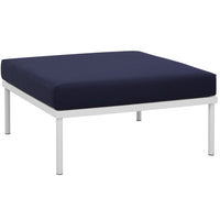 Modway - Harmony Terrasse extérieure Aluminium Ottoman in Marine blanche-Tissu en toile toutes saisons