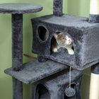 PawHut - Arbre à chat 54 po avec poteaux à griffer, condos - gris foncé-Balle jouet pour stimuler le jeu 