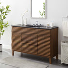Modway - Render 48" Vanité de salle de bain à un seul lavabo - Noir noyer-Pieds en bois effilés