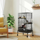 PawHut - Cage pour furet 47 po H - grande cage à cochons d’Inde à 4 niveaux avec roulettes-Espacement des barreaux de 0,4 po (1 cm) garantissant la sécurité pour différentes espèces de petits animaux 