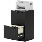 HOMCOM - Classeur vertical cannelé à 2 tiroirs pour documents format lettre/A4 avec serrure - noir-Deux tiroirs pour dossiers adaptés aux dossiers format A4 ou lettre 
