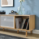 Modway - Kurtis 67 po Meuble à disques TV et vinyle, Chêne-Trous de gestion des câbles