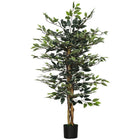 HOMCOM - Arbre artificiel ficus 4,3 pi pour décoration intérieure - vert-Belle plante artificielle au design de Ficus 