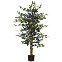 HOMCOM - Arbre artificiel ficus 4,3 pi pour décoration intérieure - vert-Belle plante artificielle au design de Ficus 