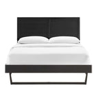 Modway - Marlee Bois Plate-lit complet avec cadre angulaire, Noir-Tête de lit complète avec détails de vitres
